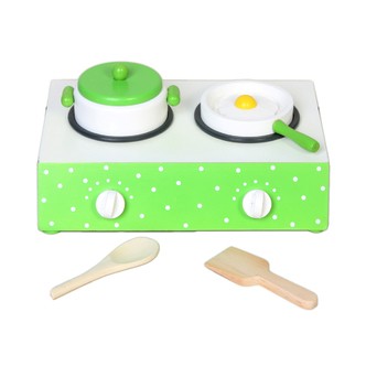 Træ LegeKomfur bord grøn m. prikker