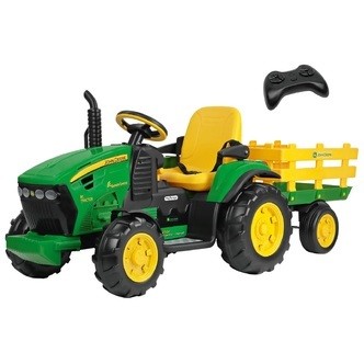 John Deere Ground Force EL Traktor m/anhænger+RC+Lithium 12V