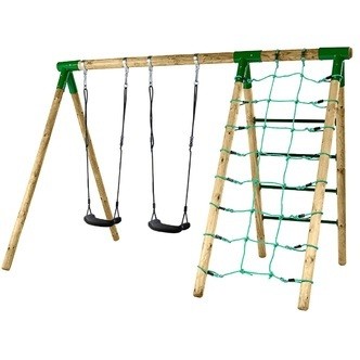 Hörby Bruk Træ Active  Gyngestativ med klatrenet