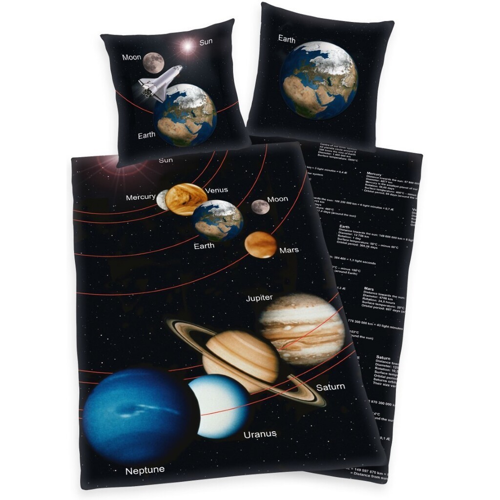 Rum / Solsystemet Sengetøj - 100 procent bomuld (Engelsk udgave)