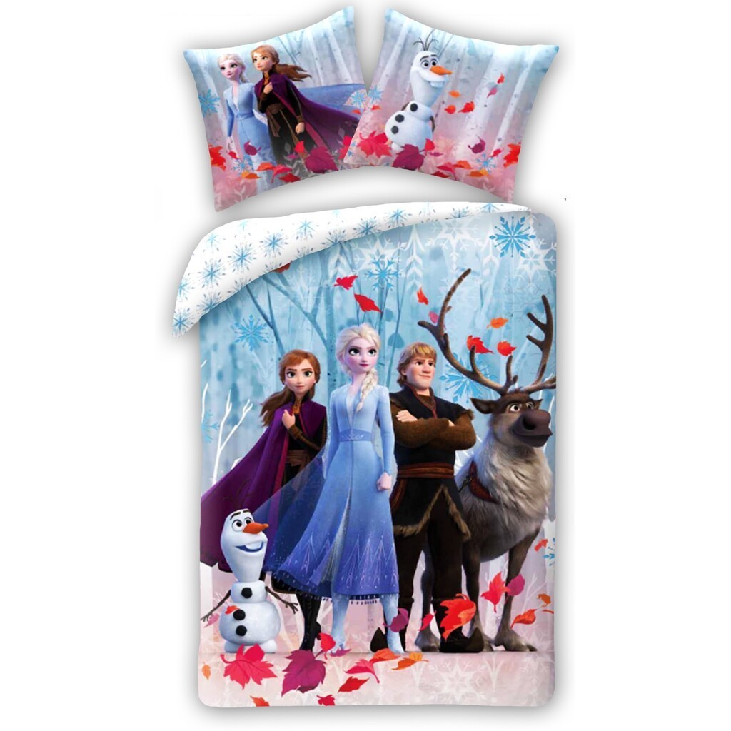 Disney Frost Sengetøj med Elsa, Anna, Kristoffer, Olaf & Sven
