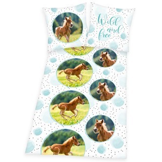 Heste 'Wild and free' Pony Sengetøj (100 procent bomuld)