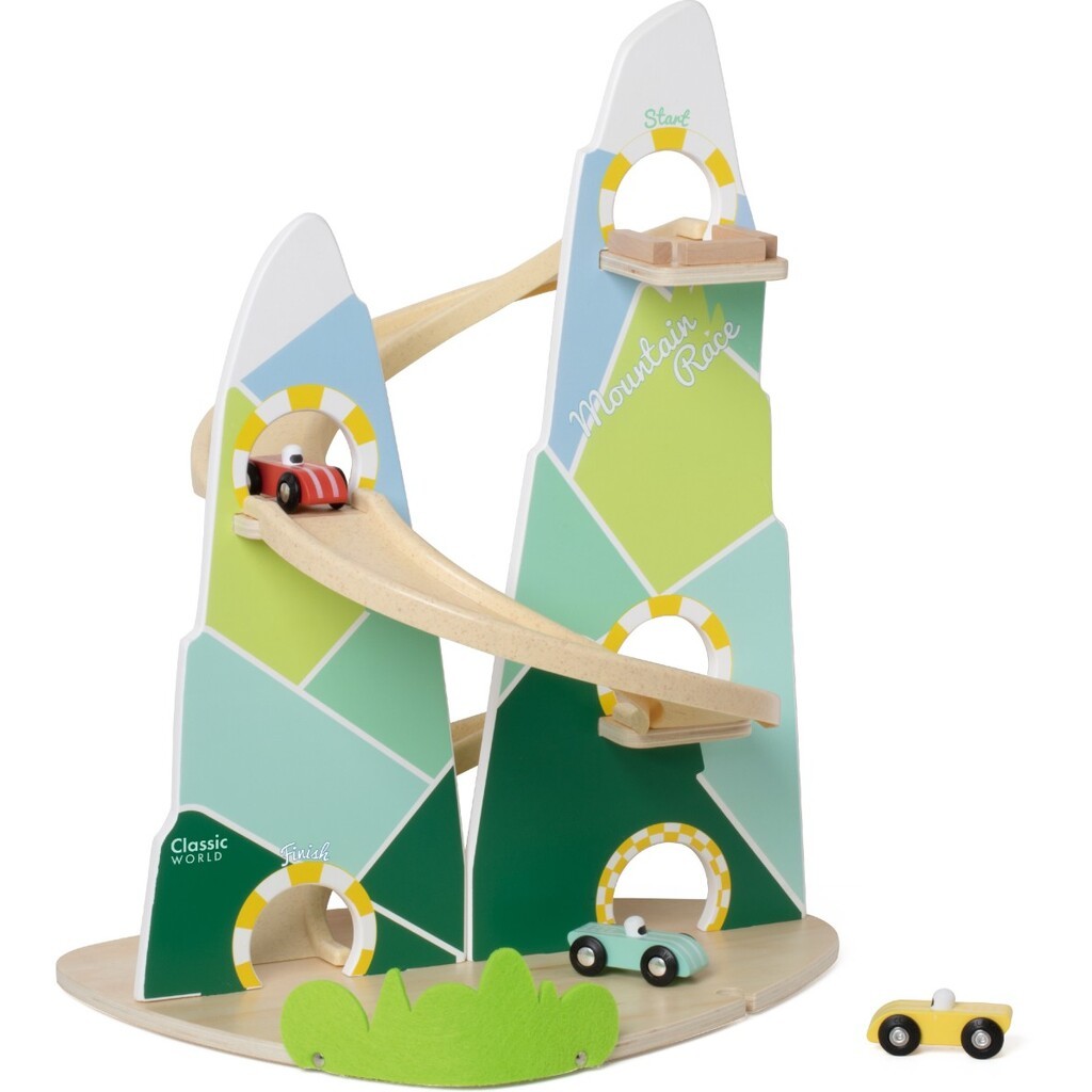 Classic World Mountain Racer Bilbane i træ - Med 3 biler