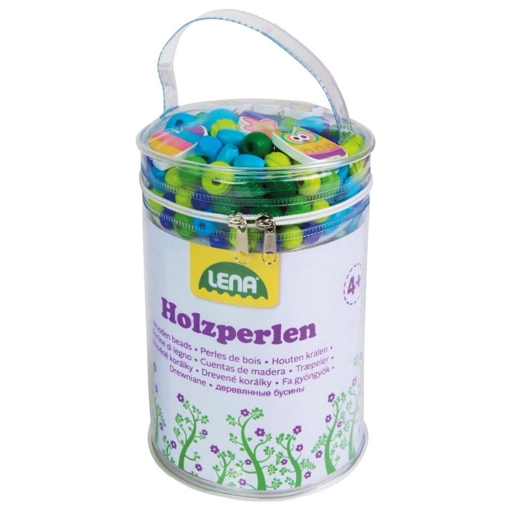 Træperler Stor pakke Blå - Lav-det-selv Halskæde