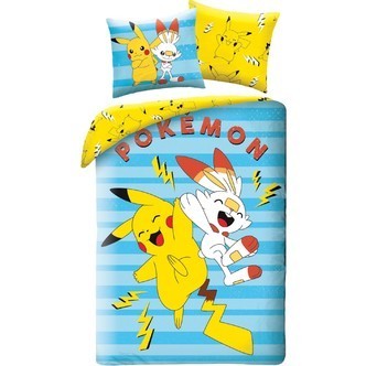 Pokemon Pikachu og Scorbunny Sengetøj  - 100 procent bomuld