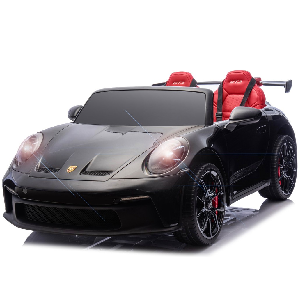 Porsche 911 GT3 Elbil Til børn 21,6V m/4xMotor, Gummihjul, Lædersæde sort