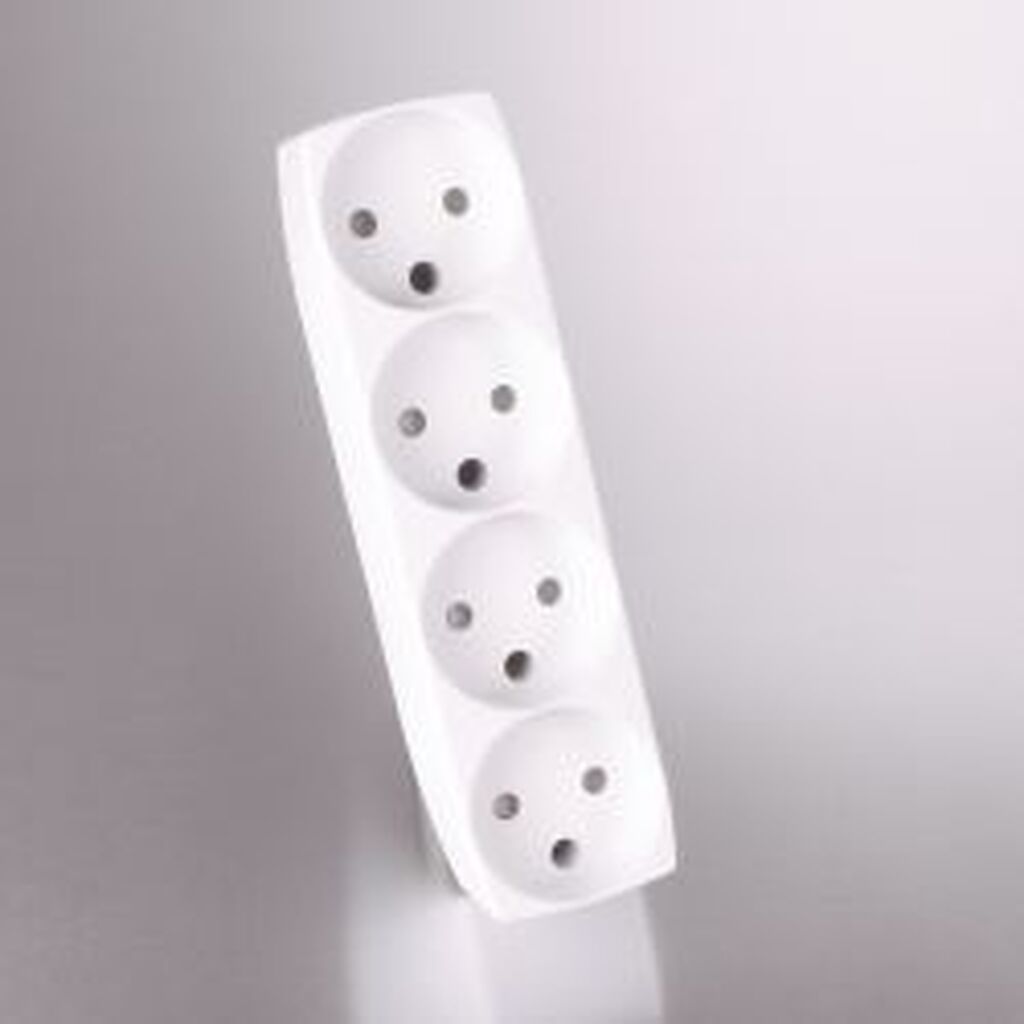 Nordicquality 4-vejs Rundt Stik, Hvid