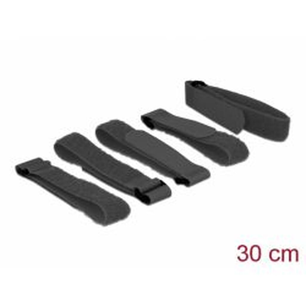 Delock Hook-and-loop Fasteners L 300 Mm X W 20 Mm 5 Pieces Black