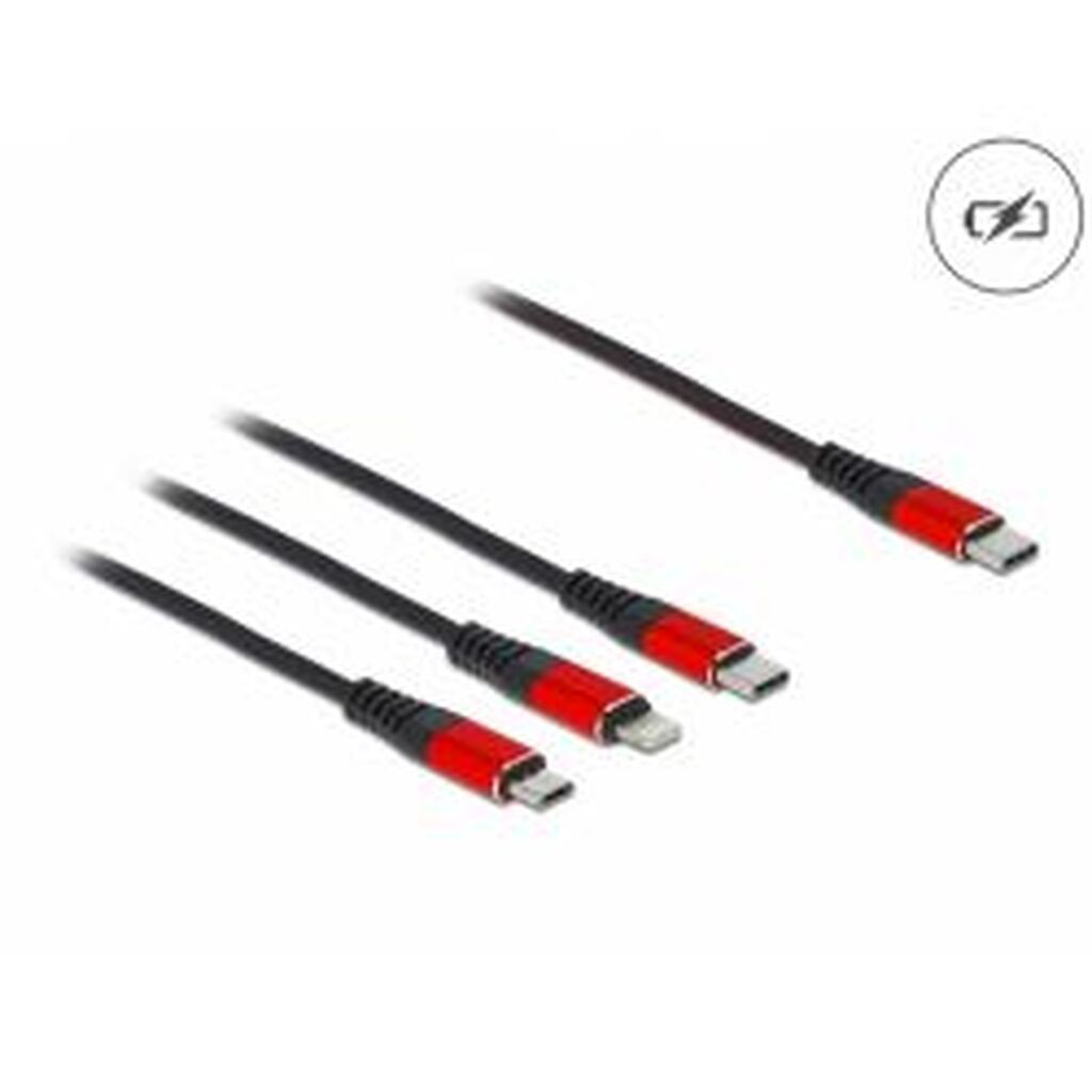 Delock Usb Charg, Cab. 3-1 Type-a To Lightn. / Mic.usb / Usbc 1m