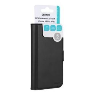 Deltaco Wallet Case, 2-in-1, Iphone 16 Pro Max, Magnetic Cover,black