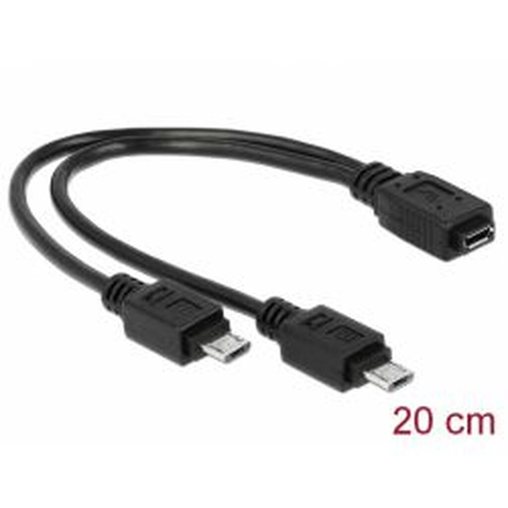 Delock Cable Usb Micro B Female &gt; 2 X Usb Micro-b Male 20 Cm