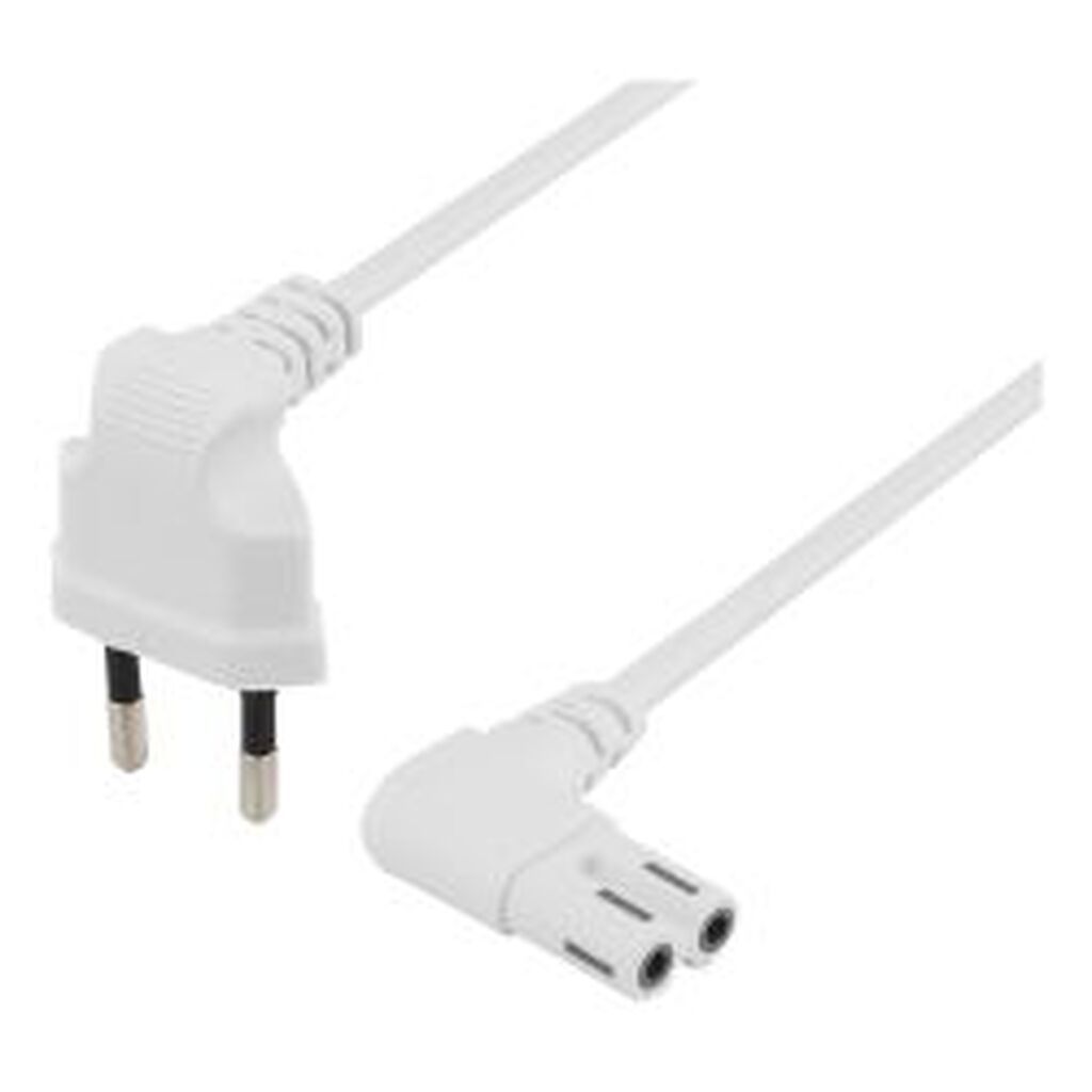 Deltaco Unearthed Device Cable 2m Angled Cee 7/16 Iec 60320 White