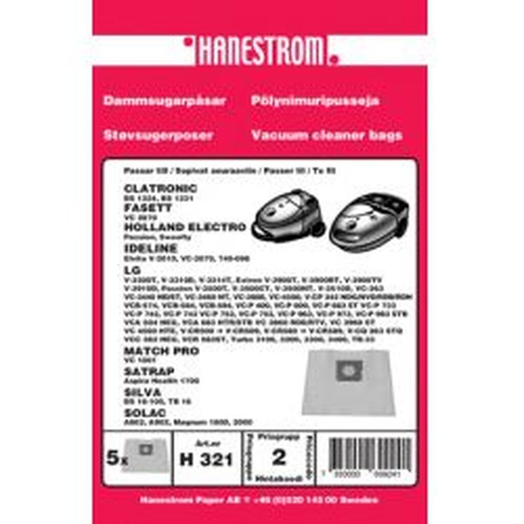Hanestroem Dammsugarpåsar Lg V-3900t,extron