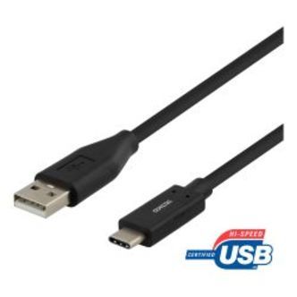 Deltaco Usb 2.0 Cable, Type A M - Type C M, 2m, Black