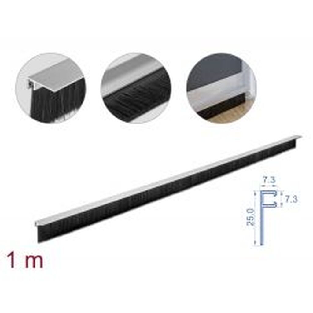 Delock Brush Strip 40 Mm With Aluminium Profile Angled 1m