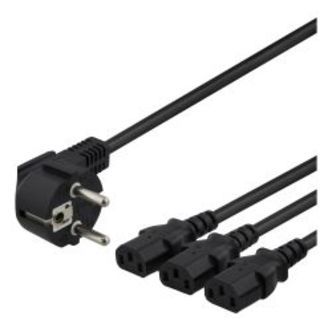 Deltaco Device Y-cable, 3-way Cee 7/7-3xiec C13, 1m+2m, Black