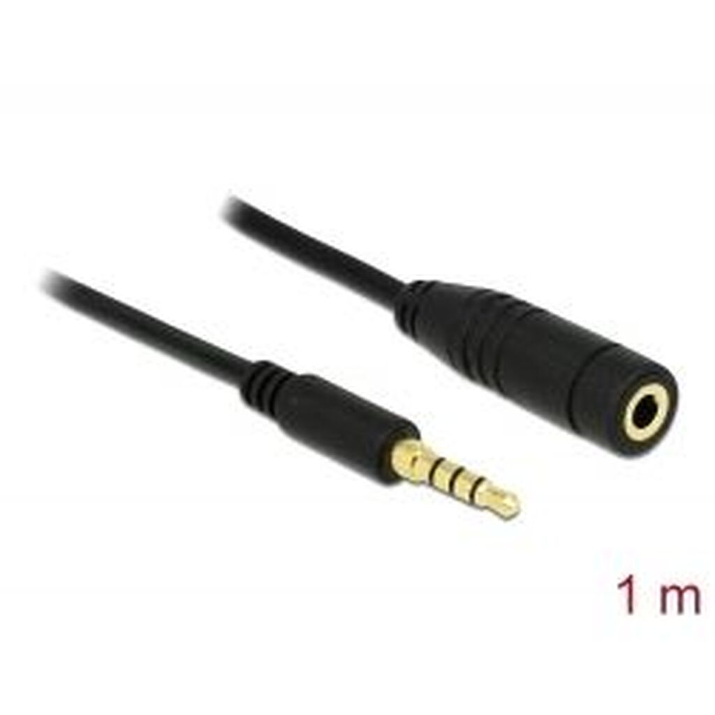 Delock Stereo Jack Extension Cable 3.5 Mm 4 Pin M-f 1m Black