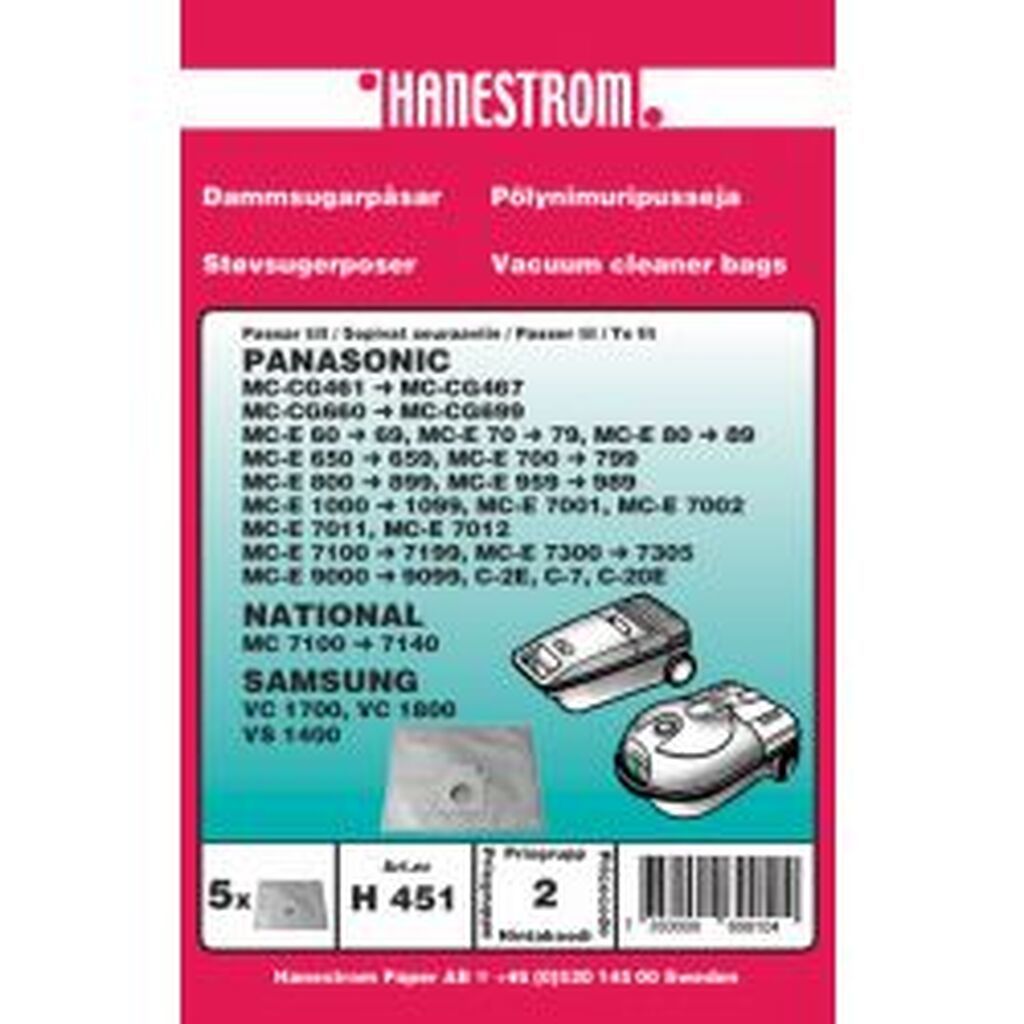 Hanestroem Dammsugarpåsar Panasonic Mc-e700, Mc-e800