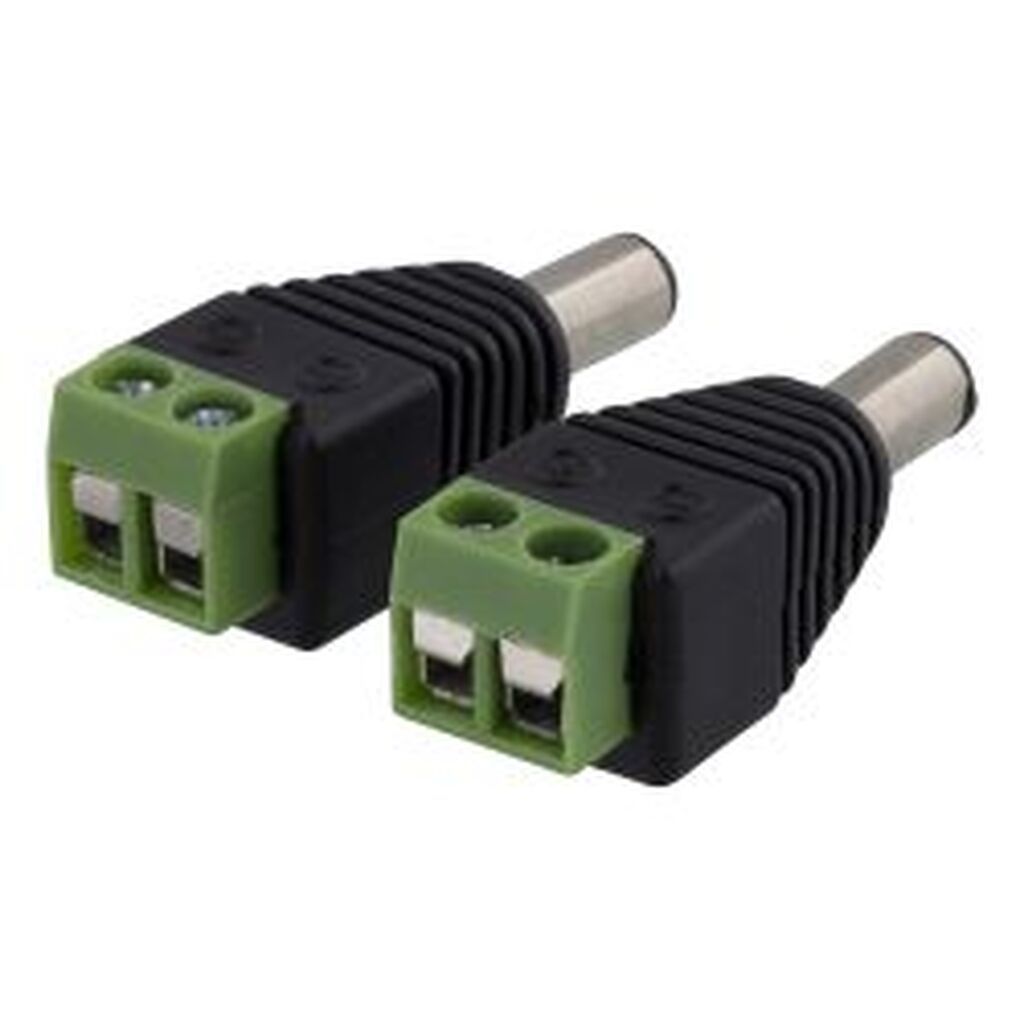 Deltaco 2-pin Terminal Block To 5.5 Dc, 2-pack, Screw, 5.5 Dc Male