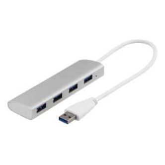 Deltaco Usb 3.0 Hub, 4xtype A Female, Aluminium, 0.3m, Silver - Tilbehør til computer