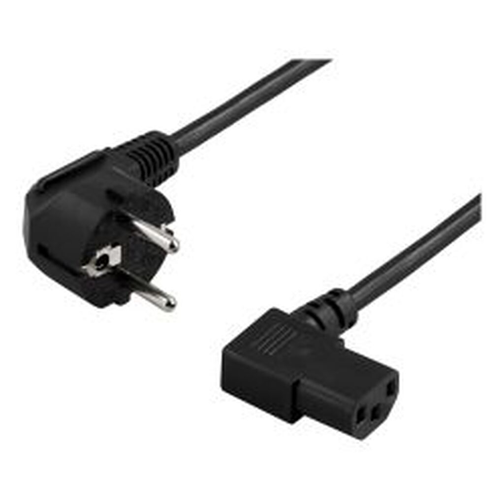 Deltaco Power Cable Angled Cee 7/7 To Angled Iec 60320 C13 10m Black