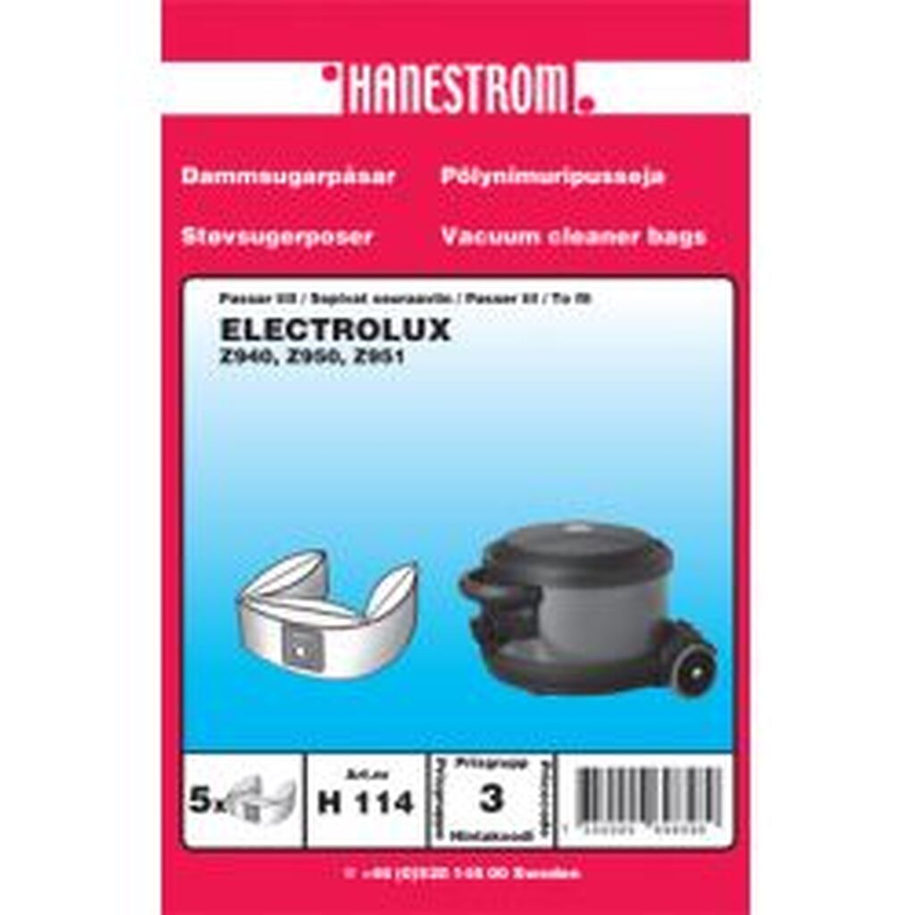 Hanestrom Hanestroem Støvsugerposer Electrolux Z940, Z950 - Støvsugerpose