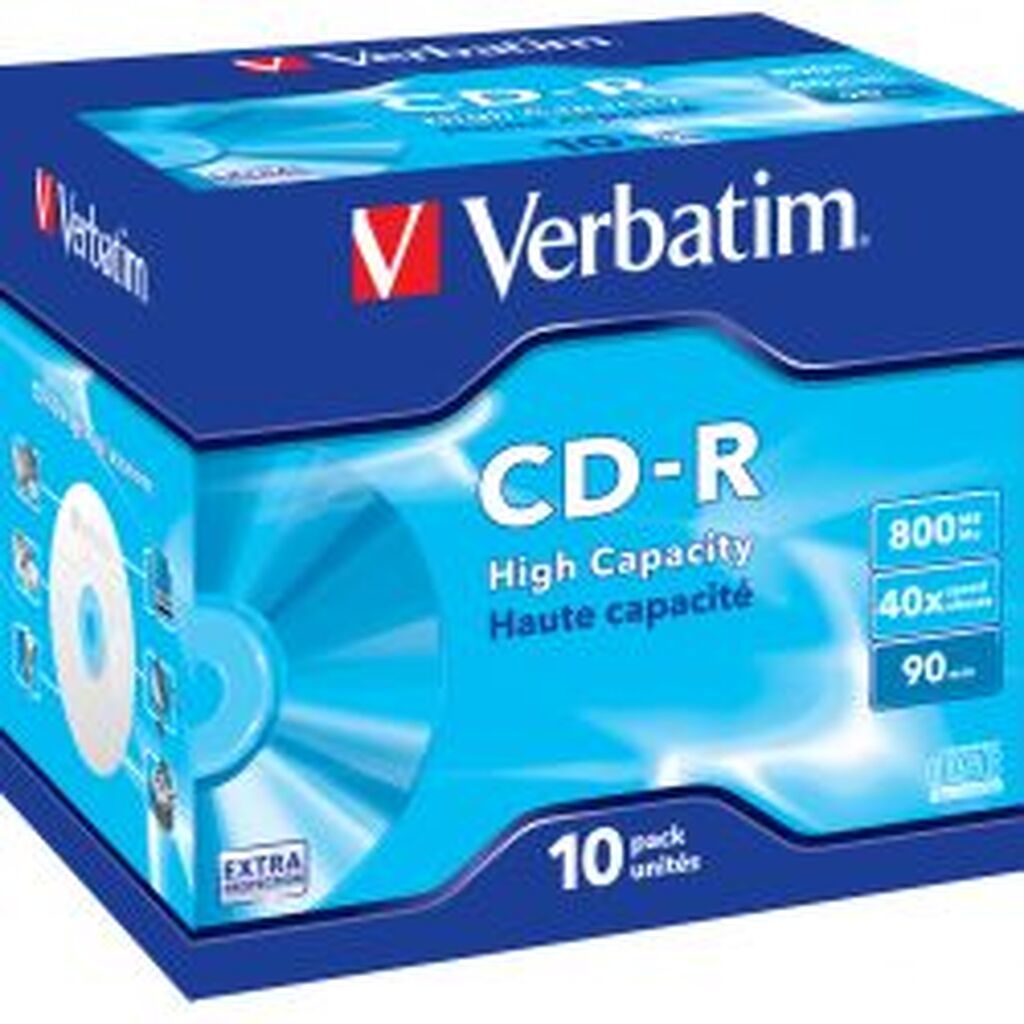 Verbatim Cd-r, 40x, 800 Mb/90 Min, 10-pack, Jewel Case