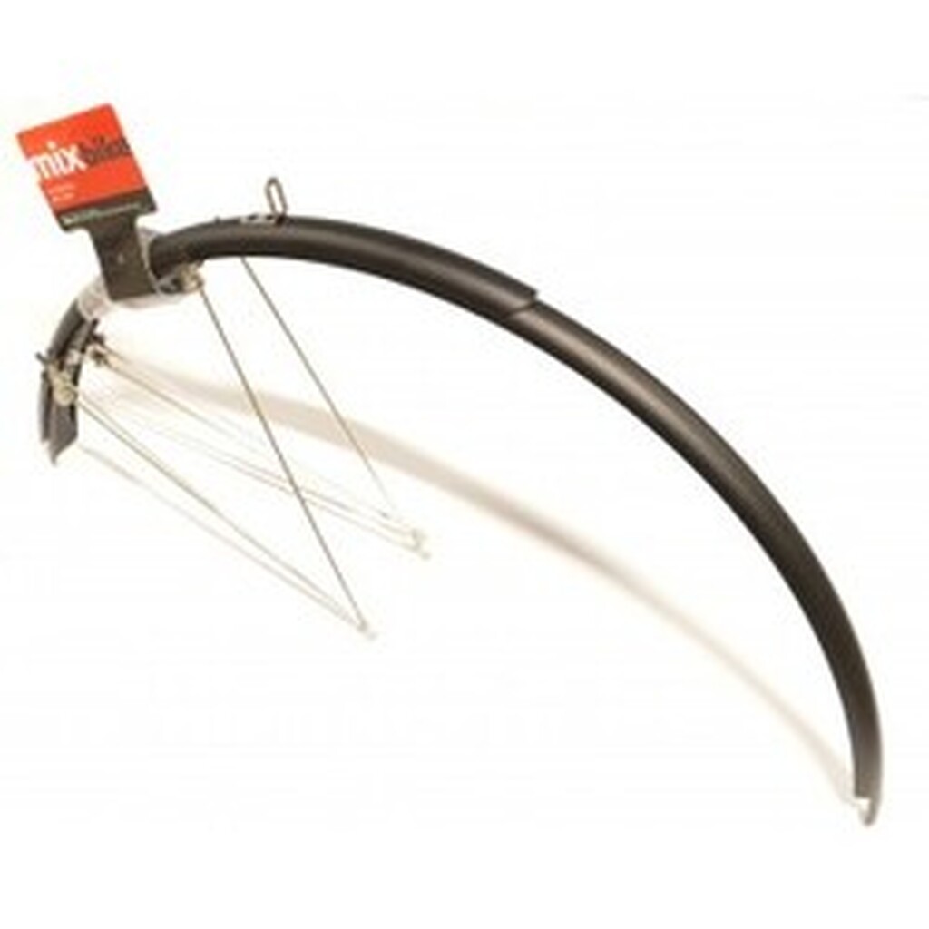 Skærmsæt 700c 38mm, Matsort, Rustfrit Tilbehør - Cykelskærm