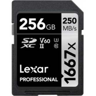 Lexar Pro 1667X SDXC UHS-II U3 (V60) R250/W120 256G - Hukommelseskort
