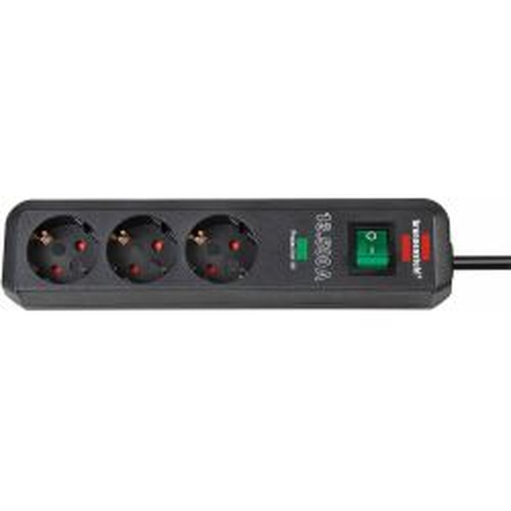 Brennenstuhl Power Strip, 3xcee 7/3, 1xcee 7/7, 2m Cable, Black