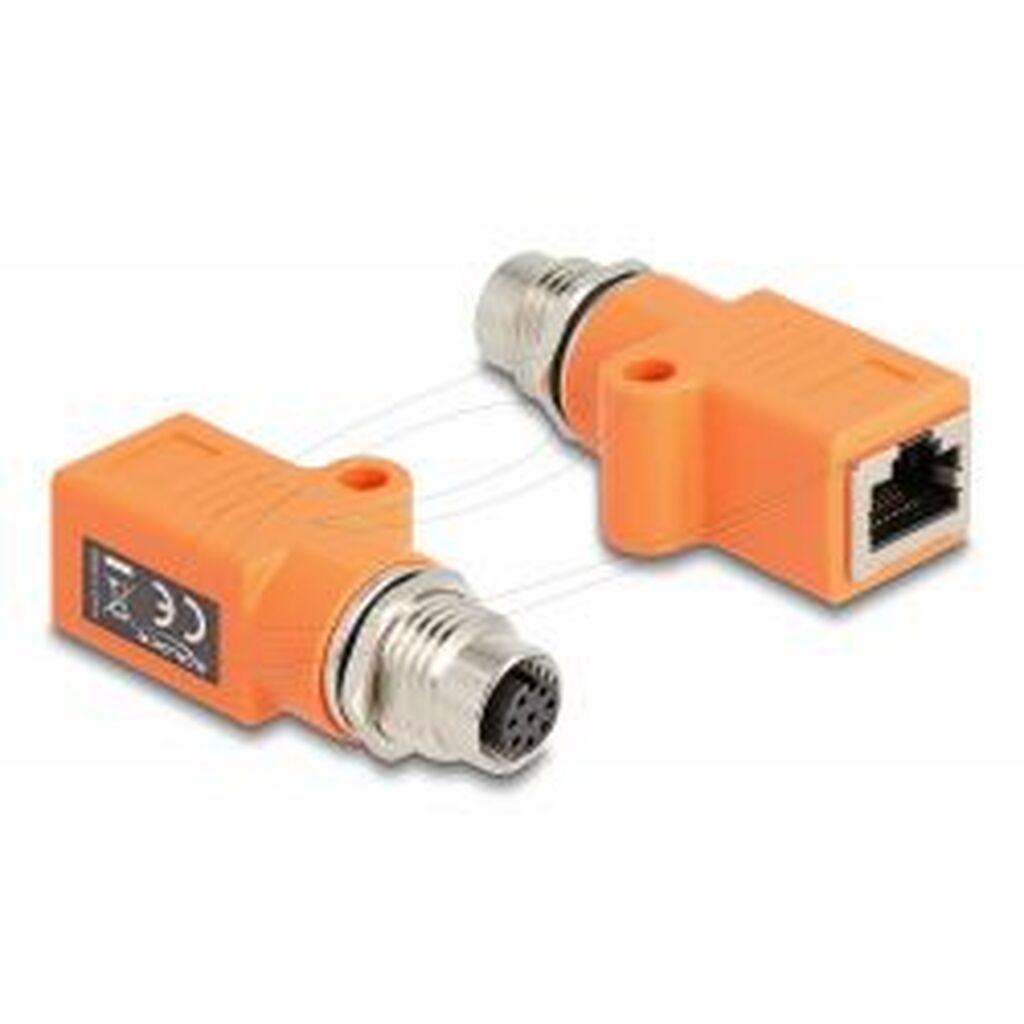 Delock M12 A-code 8f To Rj45 Cat.5e Str Orange W/ Mount Hol