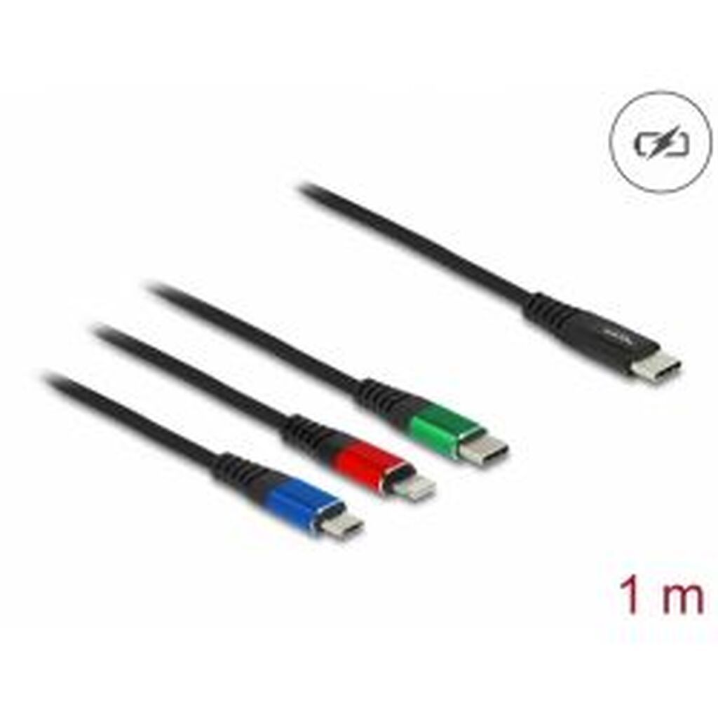 Delock Usb Charg, Cab. 3-1 Type-a To Lightn. / Mic.usb / Usbc 1m
