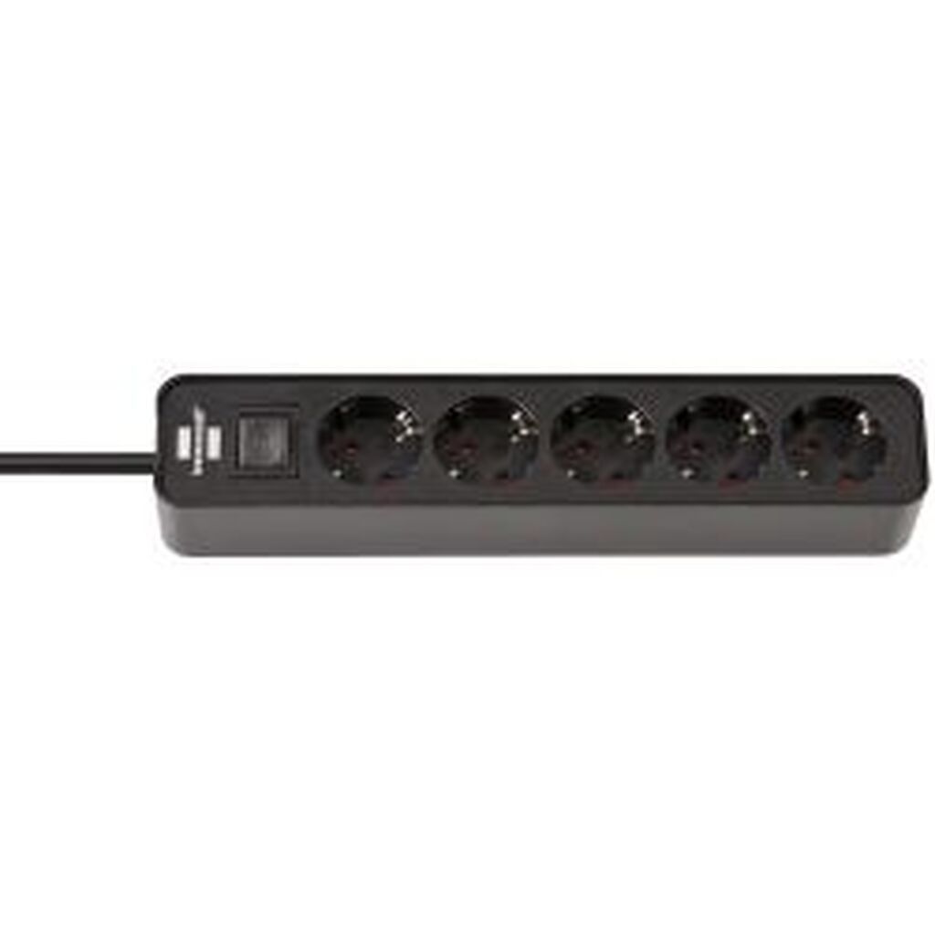 Brennenstuhl Ecolor Extension Lead 5-way Black 1.5m H05vv-f 3g1.5
