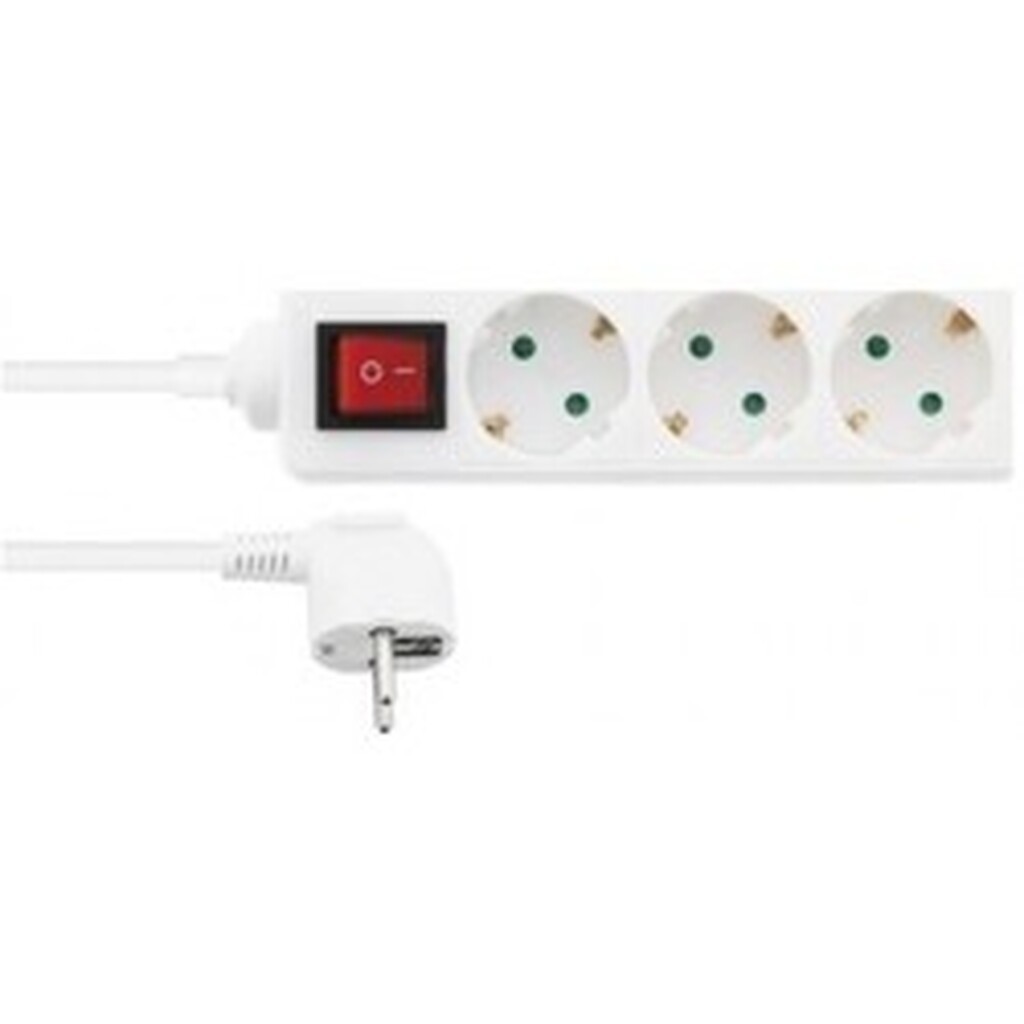 Nq Power 3-vejs Stik M/kontakt Og Jord, 3m - Diverse