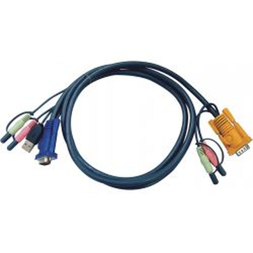 Aten Kvm Cable Sphd15ma/2x3.5mm 1xusb A Ma/2x3.5mm Ma/hd15ma 2m