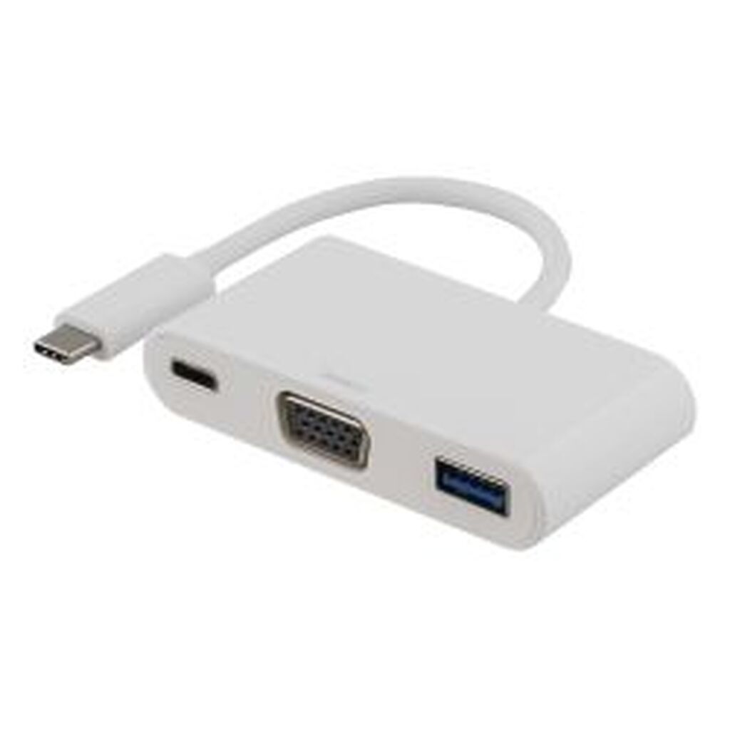 Deltaco Usbc&gt;vga Usb Typea Adapter Usbc Fm Charging 60w 1080p 5gb/s