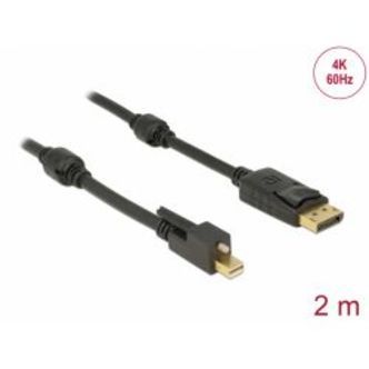 Delock Mini Dp 1.2 Male With Screw &gt; Displayport Male 4k 60 Hz 2 M