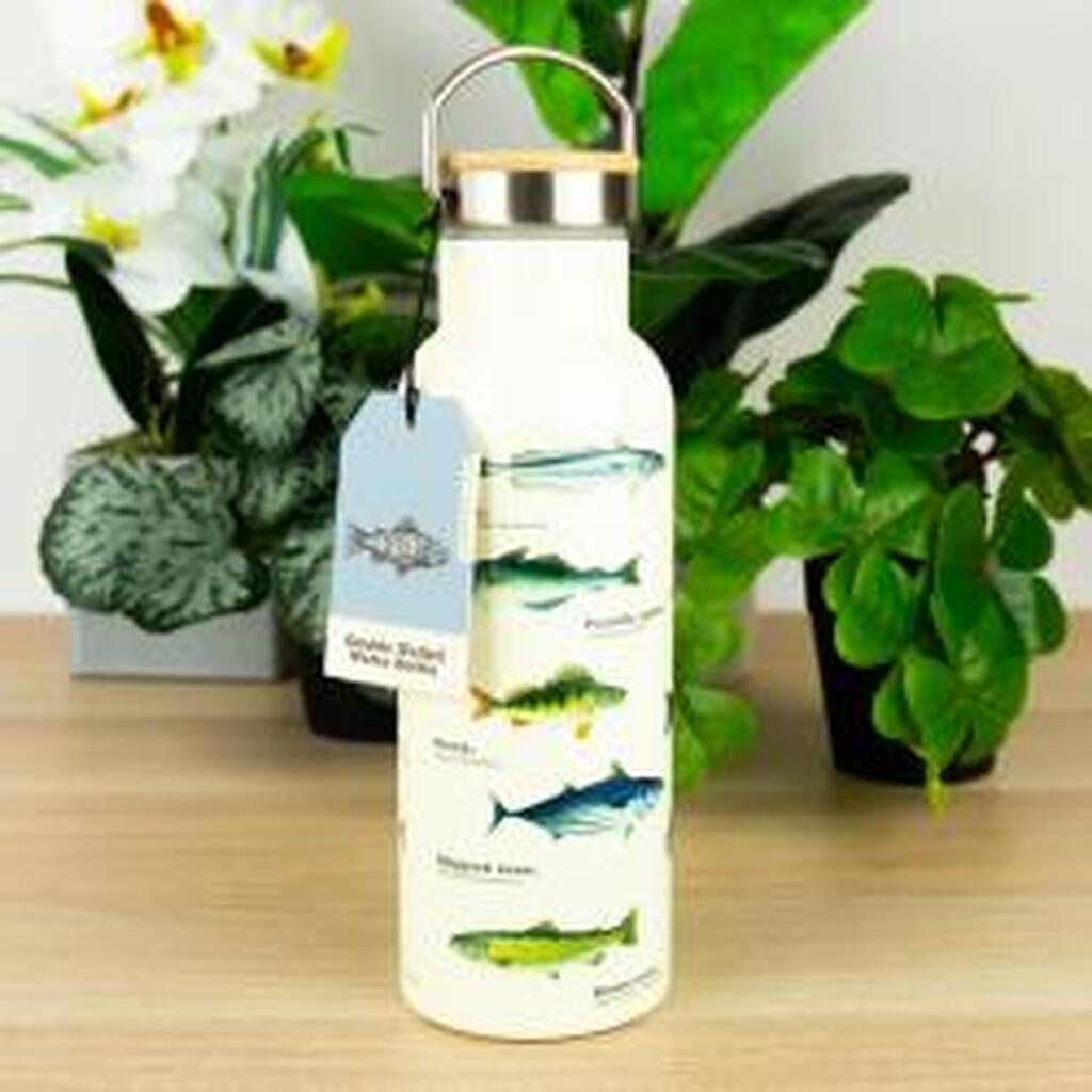 Gift Republic Double-Walled Stainless Steel Water Bottle 500 ml - Fish - Drikkeflaske