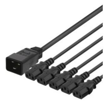 Deltaco Iec C20 To 5x Iec C13 Power Cable, 3m, 16a/250v, Y-splitter