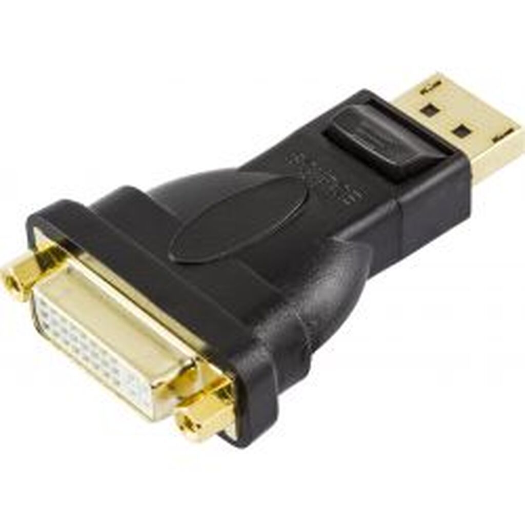 Deltaco Displayport To Dvi-i Dual Link Adapter, Black