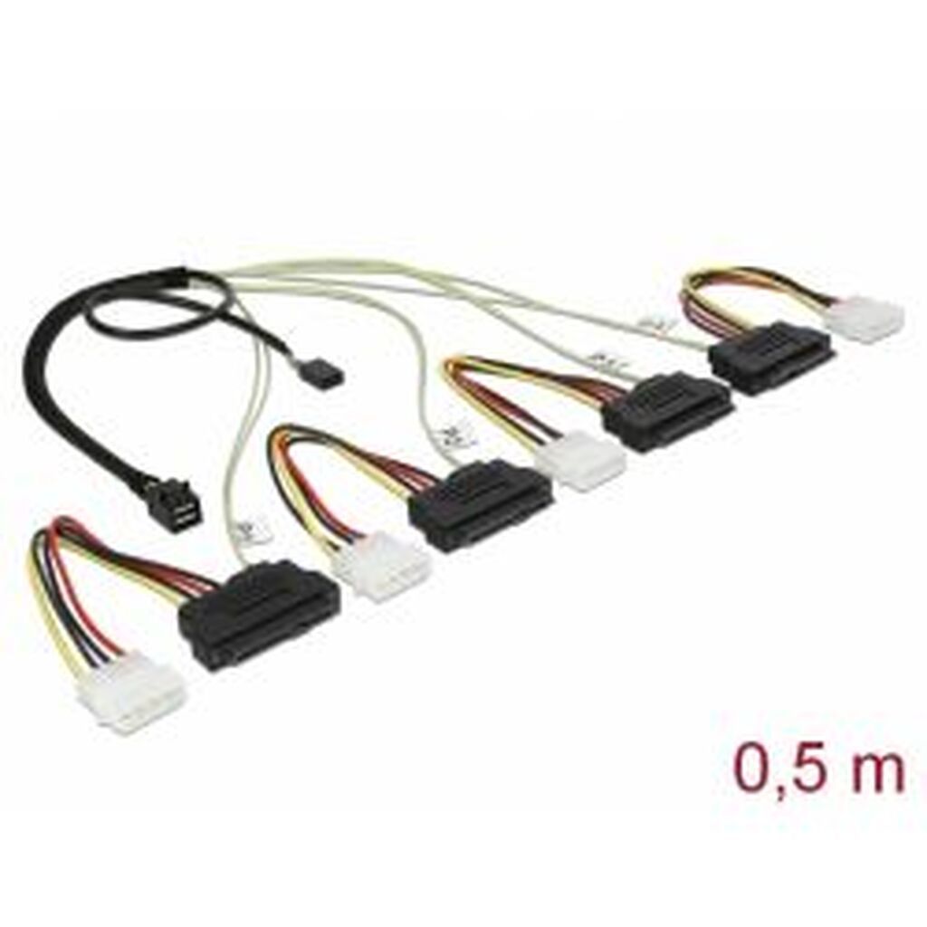 Delock Cable Mini Sas Hd Sff-8643 &gt; 4 X Sas Sff-8482 0.5 M