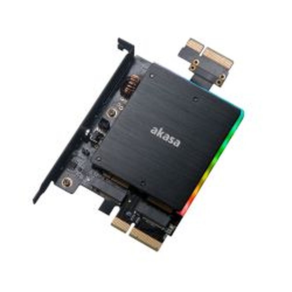 Akasa Dual M.2 Pcie Adapter, Rgb, Heatsink, Pcie X4, Black