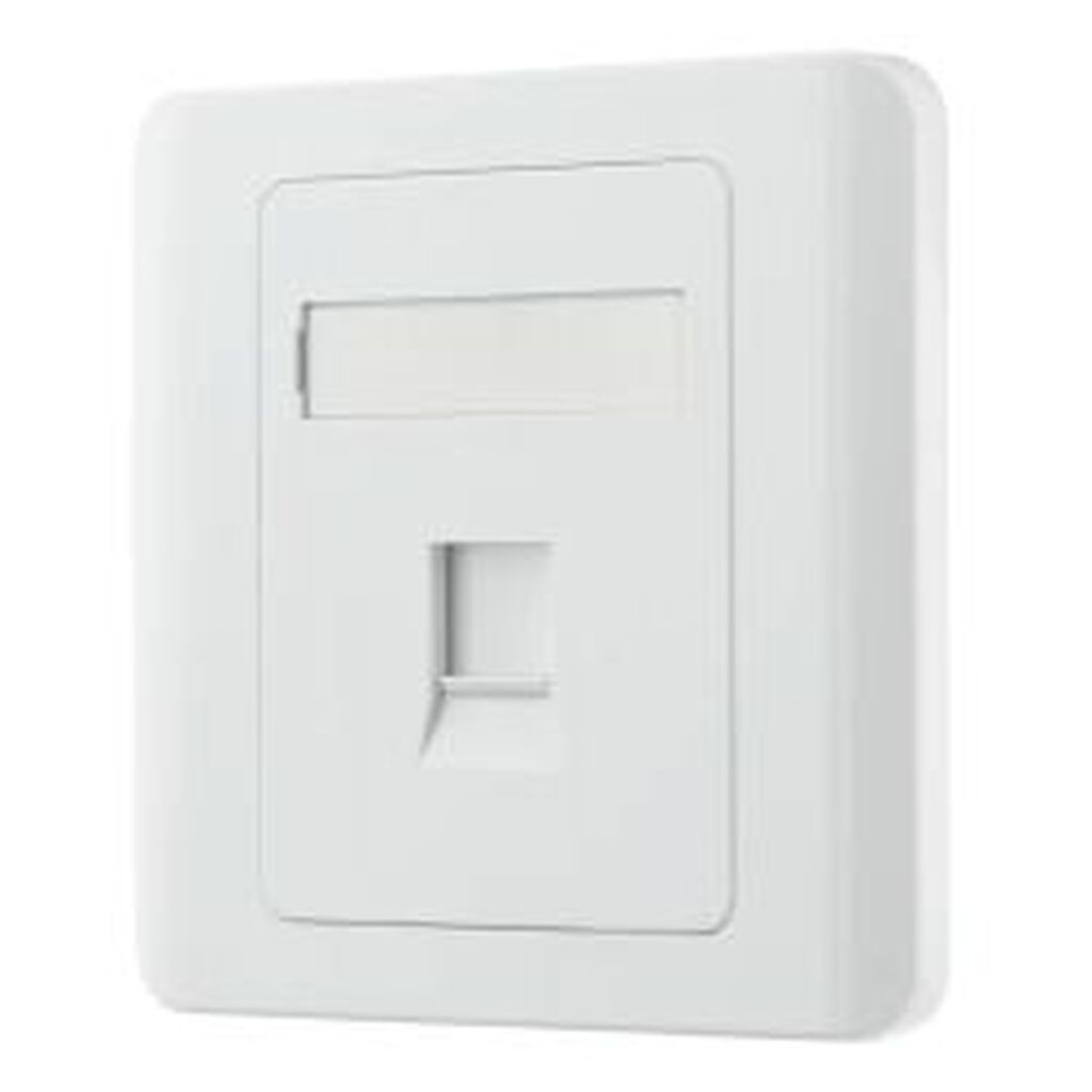 Deltaco Flush Mount For Keystone, 1 Port, Dust Hatch, White - Diverse