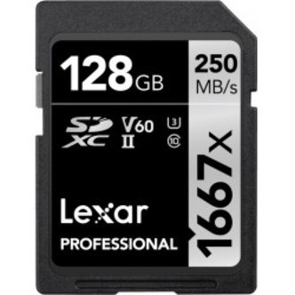 Lexar Pro 1667X SDXC UHS-II U3 (V60) R250/W120 128G - Hukommelseskort