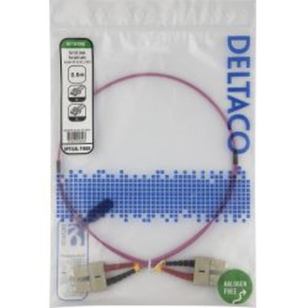 Deltaco Om4 Fiber Cable, Sc - Sc, Duplex, Multimode, 0,5m
