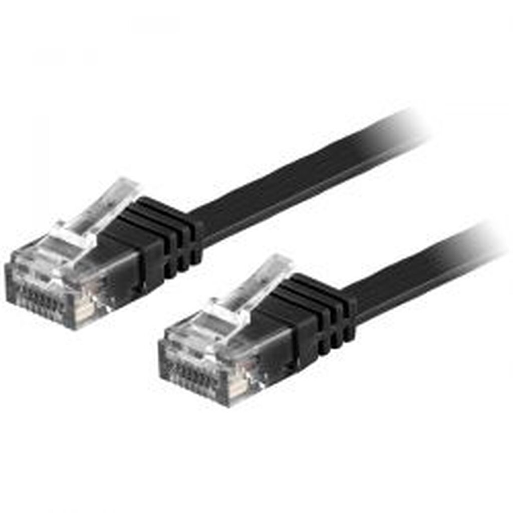 Deltaco U/utp Cat6 Patch Cable, Flat, 0.5m, 250mhz, Black - Ledning