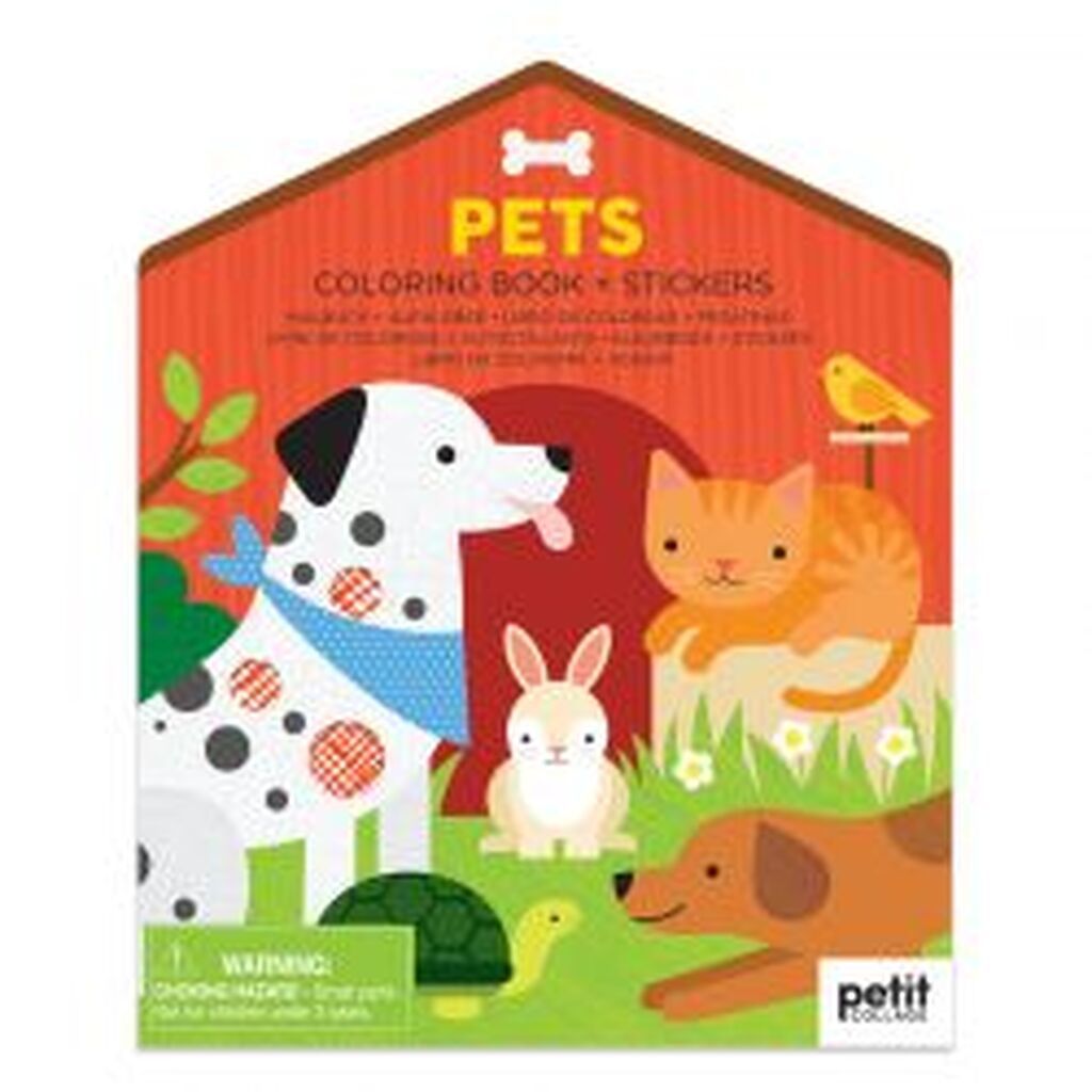 Petit Collage Drawing Book With Stickers Pets - Legetøj