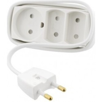Nq Power 3-vejs Stik, 1 Rundt + 2 Flade, 1,5m - Diverse