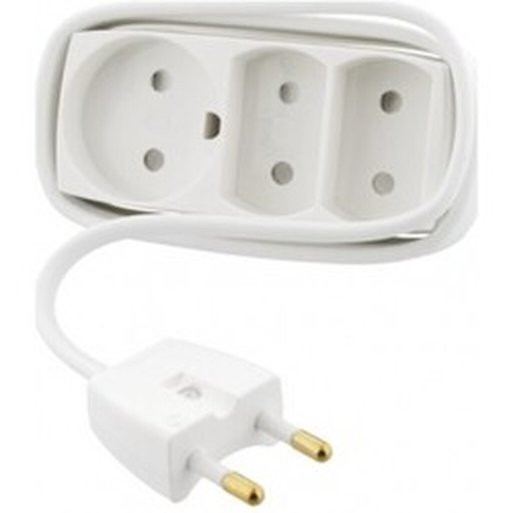Nq Power 3-vejs Stik, 1 Rundt + 2 Flade, 1,5m - Diverse