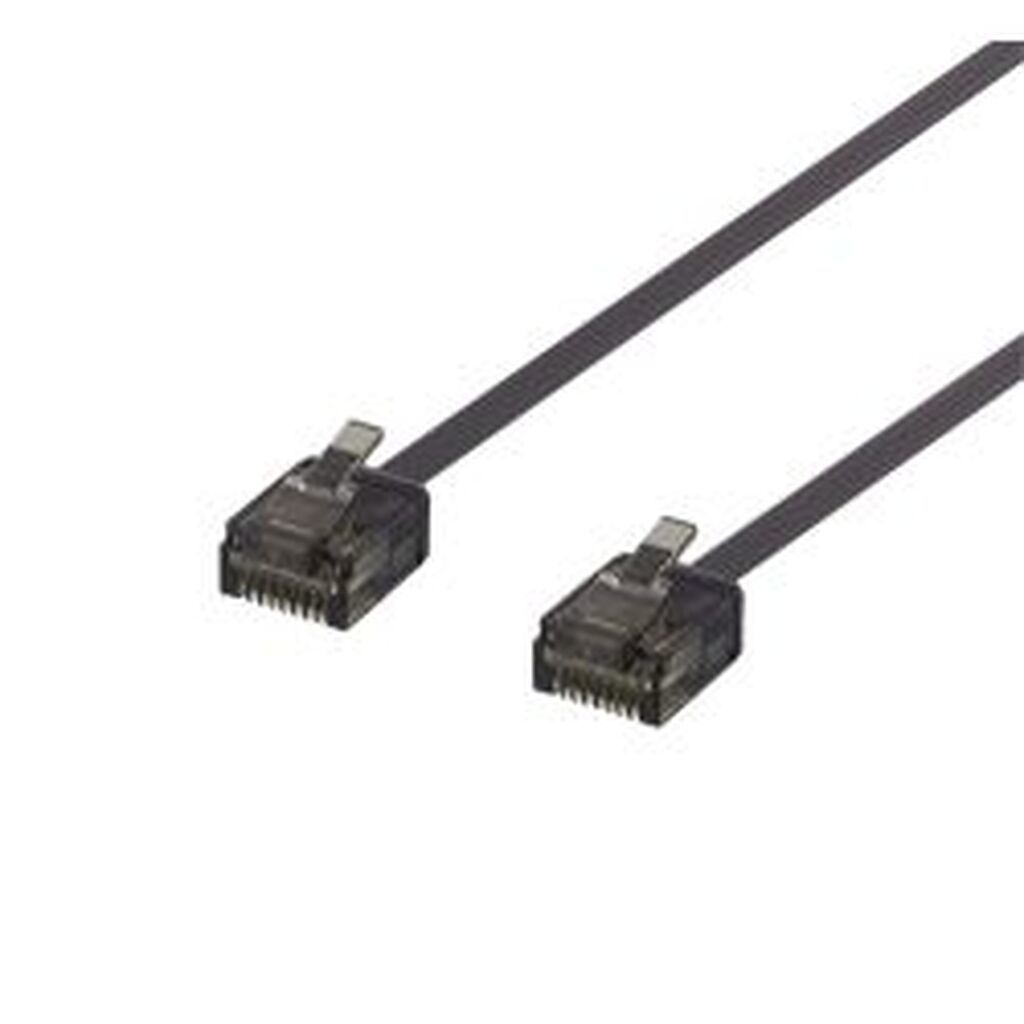 Deltaco U/utp Cat6a Patch Cable, Flat, 0.15m, 1mm Thick, Black - Ledning